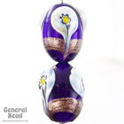 13mm x 18mm Cobalt/Bronze Oval Flower Bead (4 Pcs) #4504-General Bead