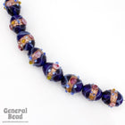 18mm Cobalt/Bronze Oval Flower Bead (2 Pcs) #4508-General Bead