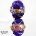 18mm Cobalt/Bronze Oval Flower Bead (2 Pcs) #4508-General Bead