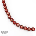 12mm Ruby/Gold Swirl Bead (4 Pcs) #4509-General Bead