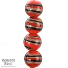 10mm Red/Black/Bronze Swirl Lampwork Bead (20 Pcs) #4511-General Bead