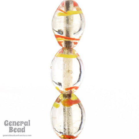 10mm x 15mm Crystal/Yellow/Orange Oval Bead (25 Pcs) #4512-General Bead