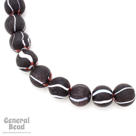 15mm Black and White Stripe Bead (10 Pcs) #4516-General Bead
