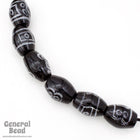 30mm Black and White India Barrel (6 Pcs) #4528-General Bead