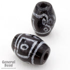 30mm Black and White India Barrel (6 Pcs) #4528-General Bead
