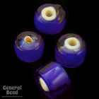 5mm x 6mm Cobalt/White Heart Glass Bead (24 Pcs) #4532-General Bead