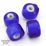 5mm x 6mm Cobalt/White Heart Glass Bead (24 Pcs) #4532-General Bead
