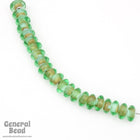 4mm x 8mm Peridot/White Heart Rondelle (50 Pcs) #4536-General Bead