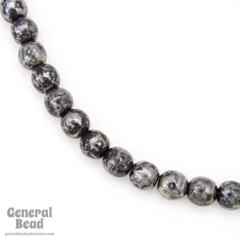 8mm Mottled Black Luster Bead (50 Pcs) #4540-General Bead