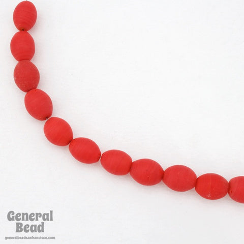 10mm x 12mm Matte Red Oval Bead (30 Pcs) #4547-General Bead