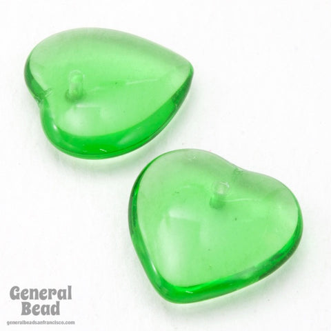 15mm Lime Heart Pendant (2 Pcs) #4576-General Bead