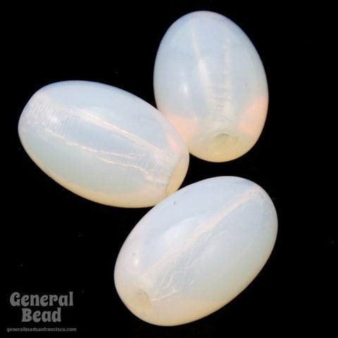 5mm x 10mm Milky White Oval Bead (50 Pcs) #4583-General Bead