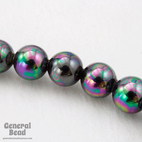 6mm Dark Grey Iris Bead Strand #4585-General Bead