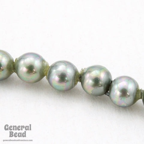 4mm Light Grey Iris Bead Strand #4587-General Bead