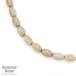 15mm Grey Opal and Gold Oval Bead (25 Pcs) #4595-General Bead