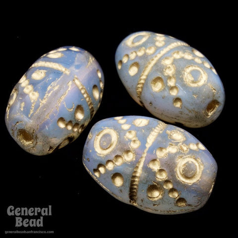 15mm Grey Opal and Gold Oval Bead (25 Pcs) #4595-General Bead