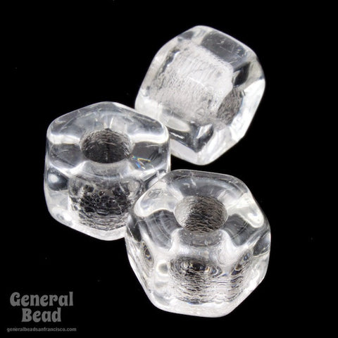 10mm Clear Glass Hexagon Bead (25 Pcs) #4597-General Bead