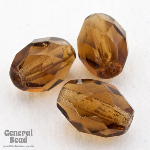 9mm Transparent Smoked Topaz Faceted Oval Bead-General Bead