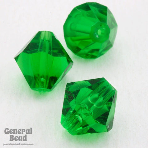 10mm Transparent Green Faceted Bicone Strand-General Bead