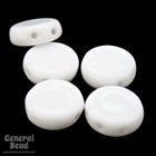 8mm White Flat Two Hole Disc (50 Pcs) #4600-General Bead
