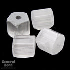6mm White Satin Five Sided Beveled Satina Bead (25 Pcs) #4601-General Bead