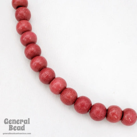 12mm Light Cranberry Wood Bead-General Bead