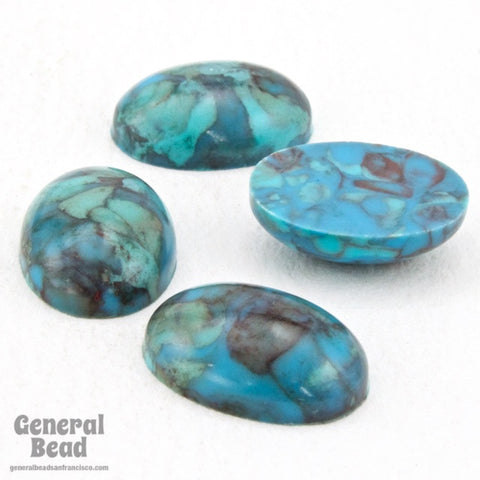 10mm x 14mm Faux Turquoise Oval Cabochon-General Bead