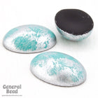13mm x 18mm Aqua/Silver Oval Cabochon-General Bead
