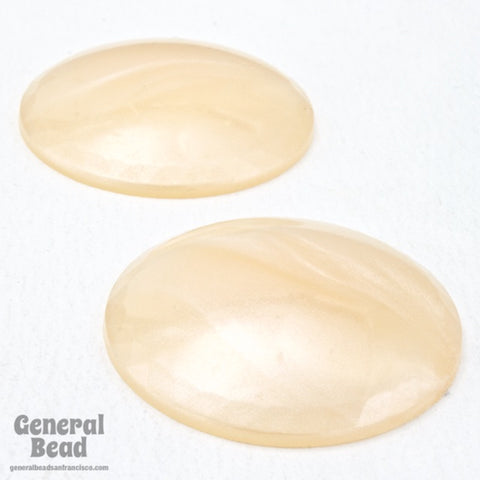 35mm Light Peach Pearl Round Cabochon #4643-General Bead