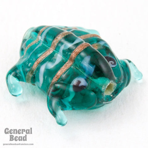 20mm Teal Lampwork Frog Bead (6 Pcs) #4666-General Bead