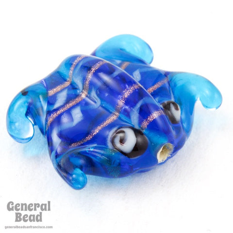 20mm Capri Blue Lampwork Frog Bead (6 Pcs) #4668-General Bead