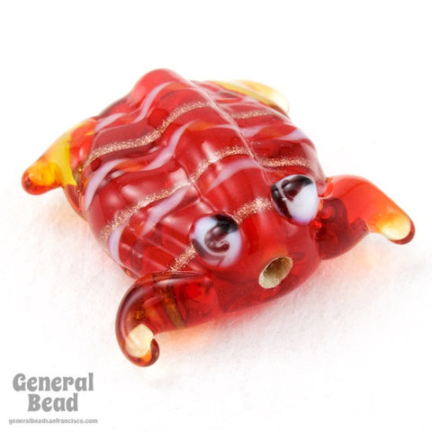 20mm Red Lampwork Frog Bead (6 Pcs) #4669-General Bead