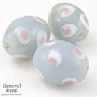9mm x 14mm Grey/Pink Dot Oval Bead (4 Pcs) #4672-General Bead