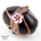 18mm Black/Bronze Lampwork Oval Bead (2 Pcs) #4673-General Bead