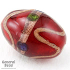 18mm Ruby/Bronze Lampwork Oval Bead (2 Pcs) #4675-General Bead