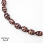 18mm Purple/Red/Gold Stripe Lampwork (6 Pcs) #4676 Oval Bead-General Bead