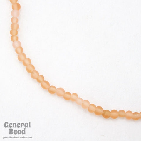 4mm Matte Light Peach Round Bead Strand (100 Pcs) #4686-General Bead