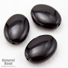 9mm x 12mm Opaque Black Oval Bead (18 Pcs) #4699-General Bead