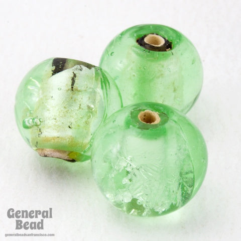 12mm Handmade Silver Lined Peridot Glass Bead (10 Pcs) #4701-General Bead