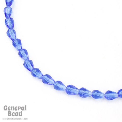 7mm x 10mm Transparent Sapphire Faceted Pear Drop Strand-General Bead