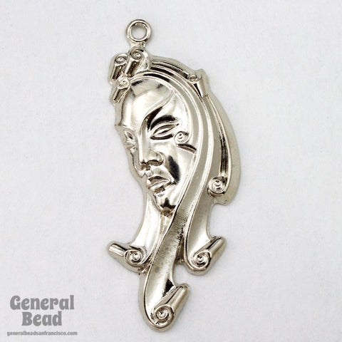 35mm Silver Modern Face Charm (4 Pcs) #4732-General Bead