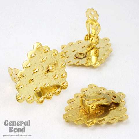 35mm Gold Tone Shield Beadable Ear Clip-General Bead
