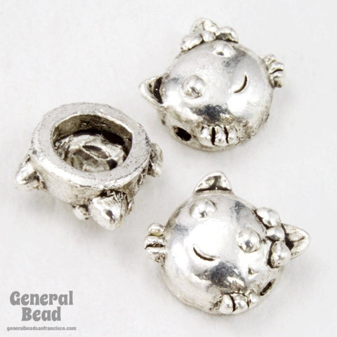 8mm Pewter Kitty Face Bead-General Bead