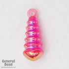 10mm x 20mm Fuchsia AB Grooved Teardrop (12 Pcs) #4758-General Bead