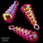 10mm x 20mm Fuchsia AB Grooved Teardrop (12 Pcs) #4758-General Bead
