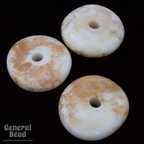 30mm Off White Marbled Vintage Lucite Rondelle-General Bead