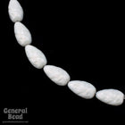16mm x 28mm White AB Textured Teardrop-General Bead