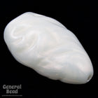 16mm x 28mm White AB Textured Teardrop-General Bead
