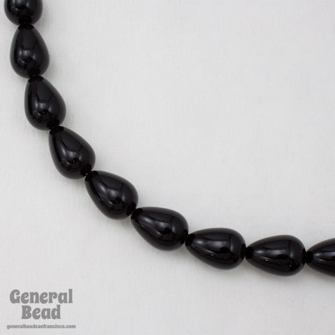 12mm x 16mm Black Vintage Lucite Teardrop-General Bead