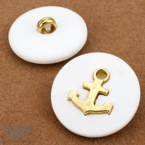 20mm White/Bronze Anchor Button-General Bead